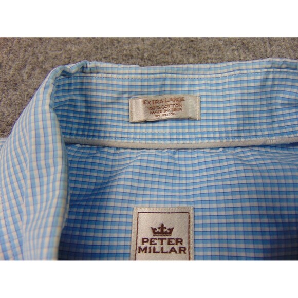 Peter Millar Crown Finish Shirt‎ Mens XL Blue White Check - Picture 4 of 8